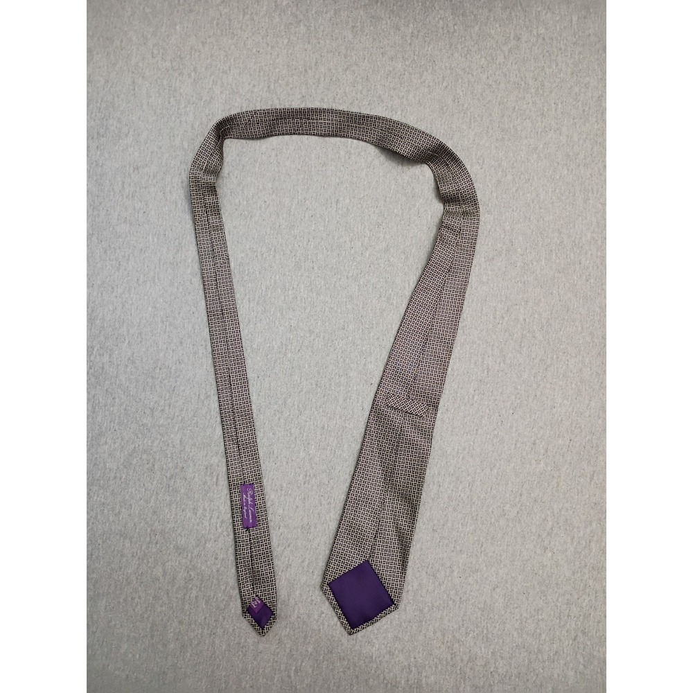 Ralph Lauren Purple Label Silk Tie Geometric Basketweave Made in England Purple - Picture 8 of 10